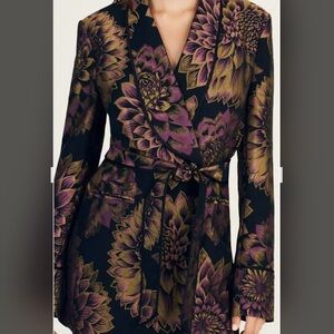 10 Crosby Derek Lam Black and Purple Floral Blazer